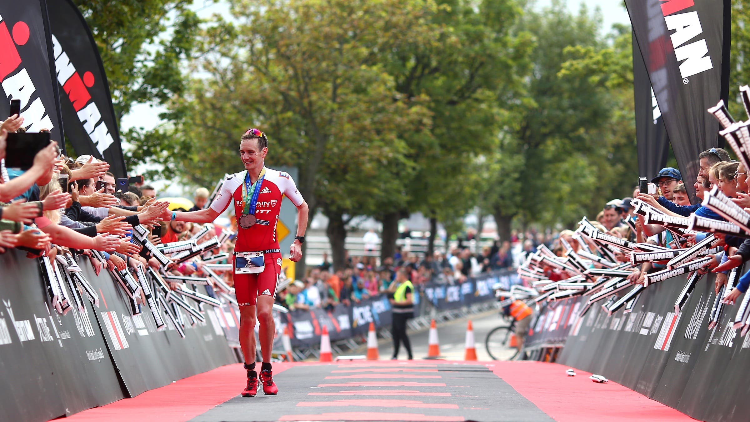 Alistair Brownlee in the finish chute in Ireland.