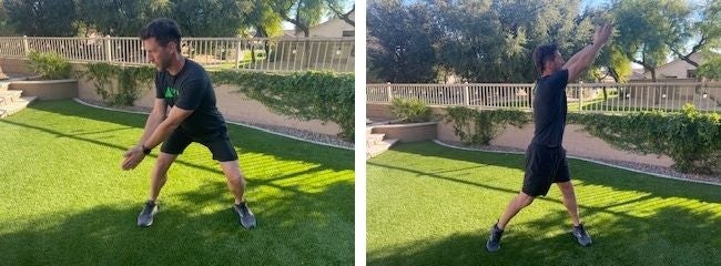 A triathlete does chops, one of the best core exercises for triathletes