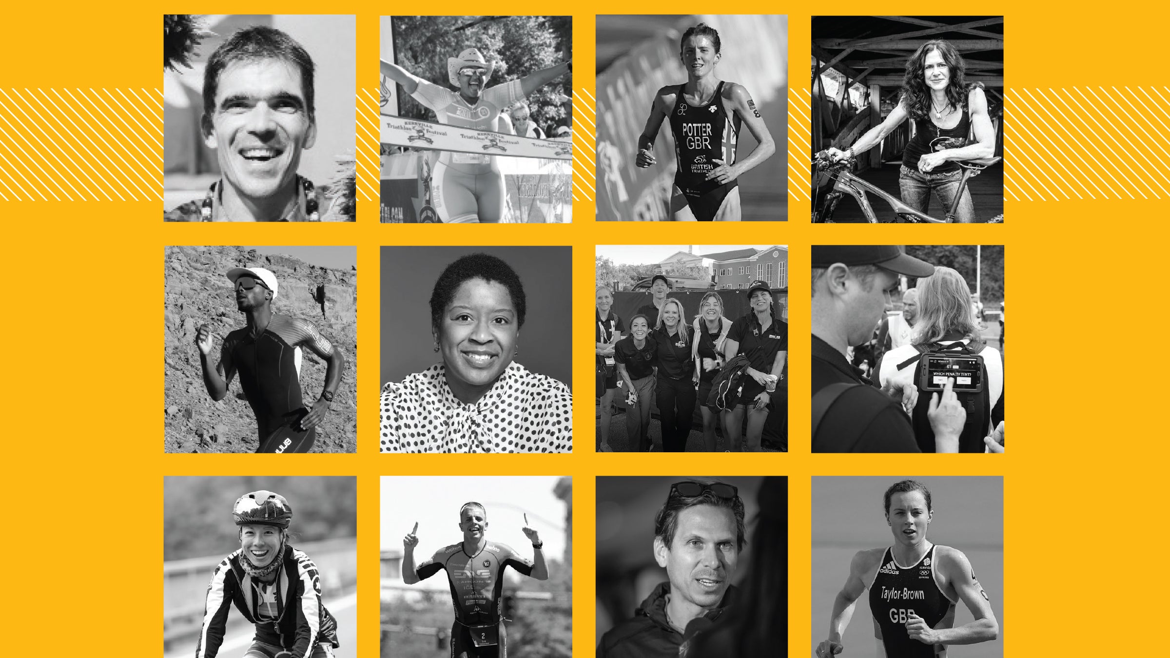 Black and white images of the 2022 movers and shakers on a yellow background