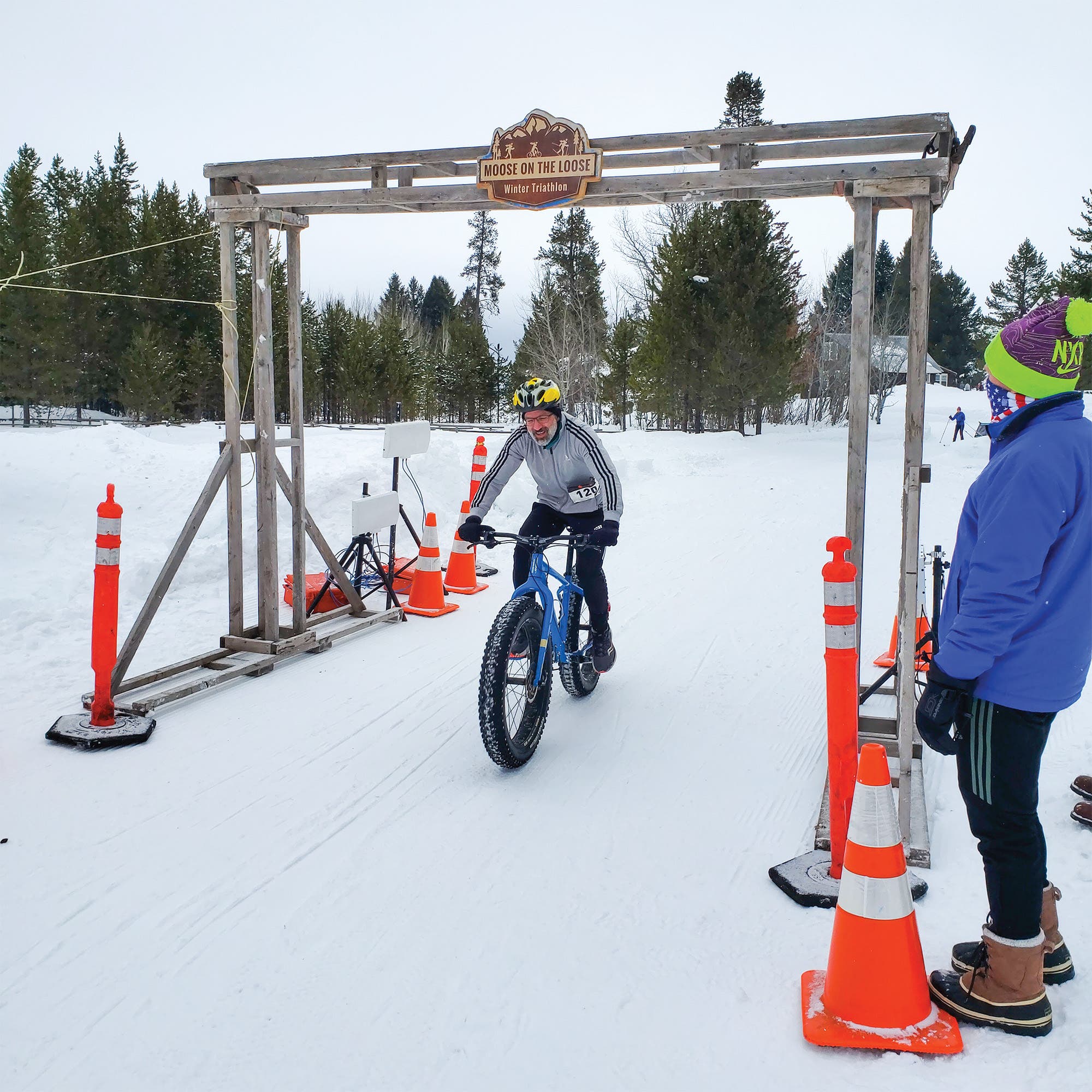Competitor riding a fat-tire bike at the Moose on the Loose Triathlon