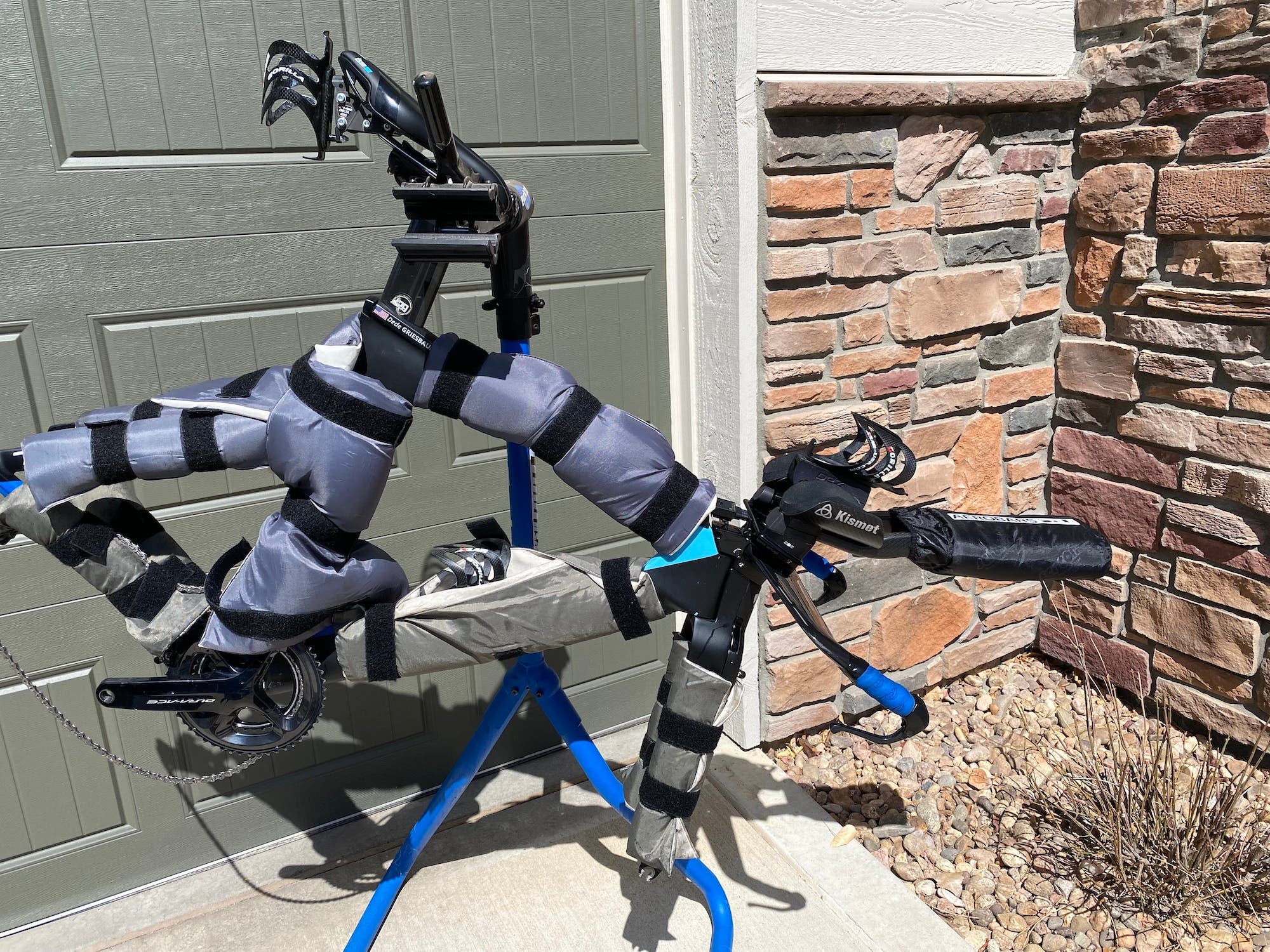 Before putting your frame in a bike box, wrap it in protective padding.