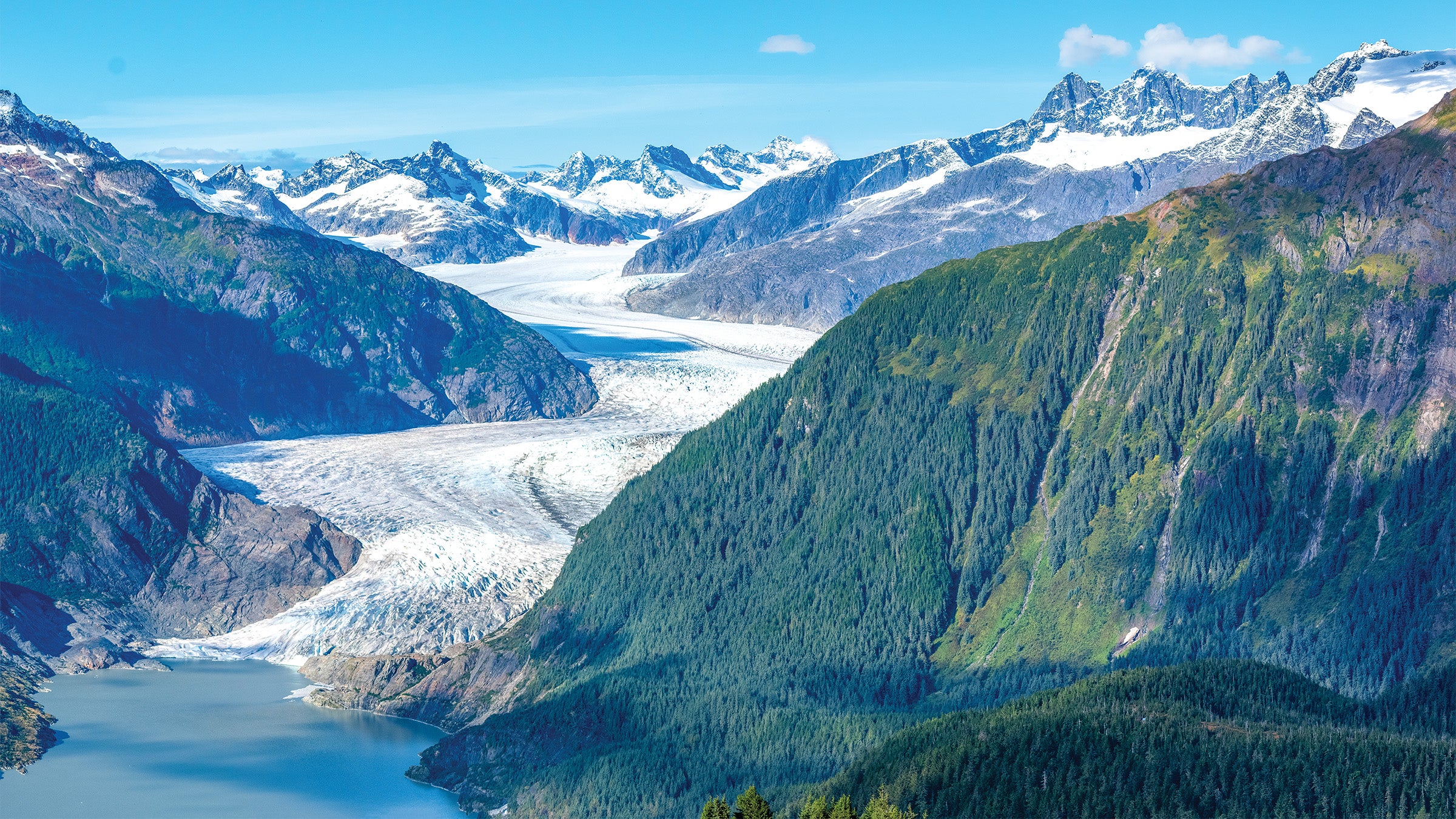 Aerial view of a glacier in Alaska