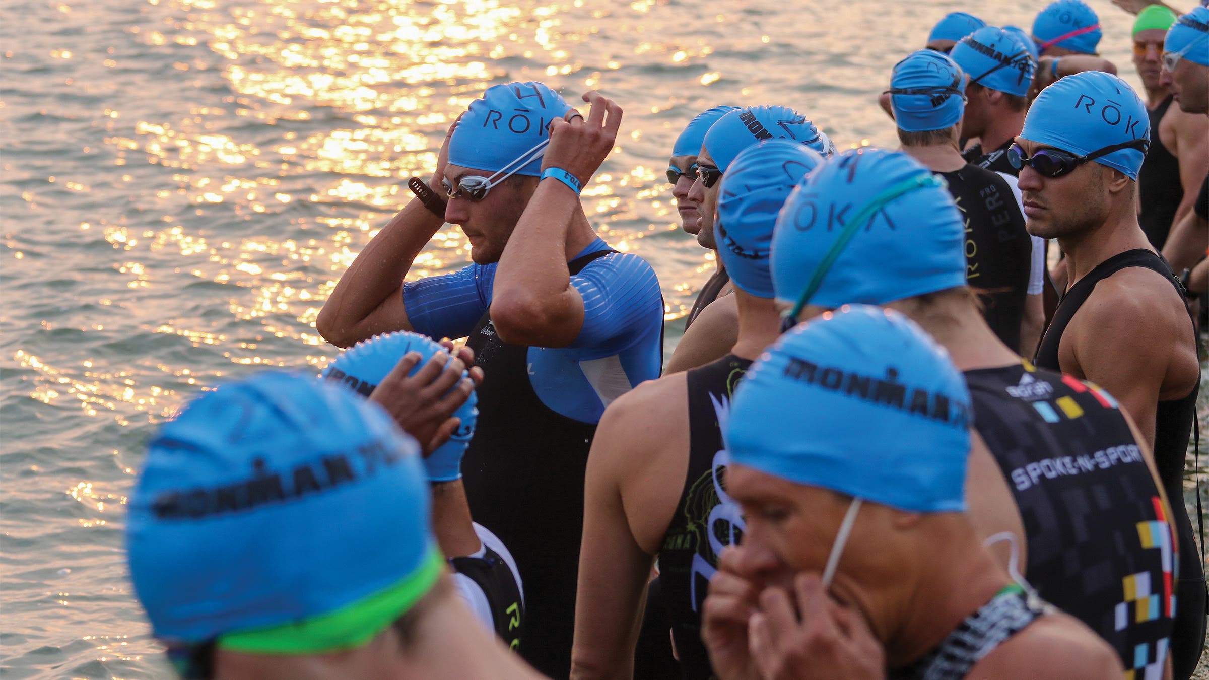 Competitors at the Ironman Boulder swim start