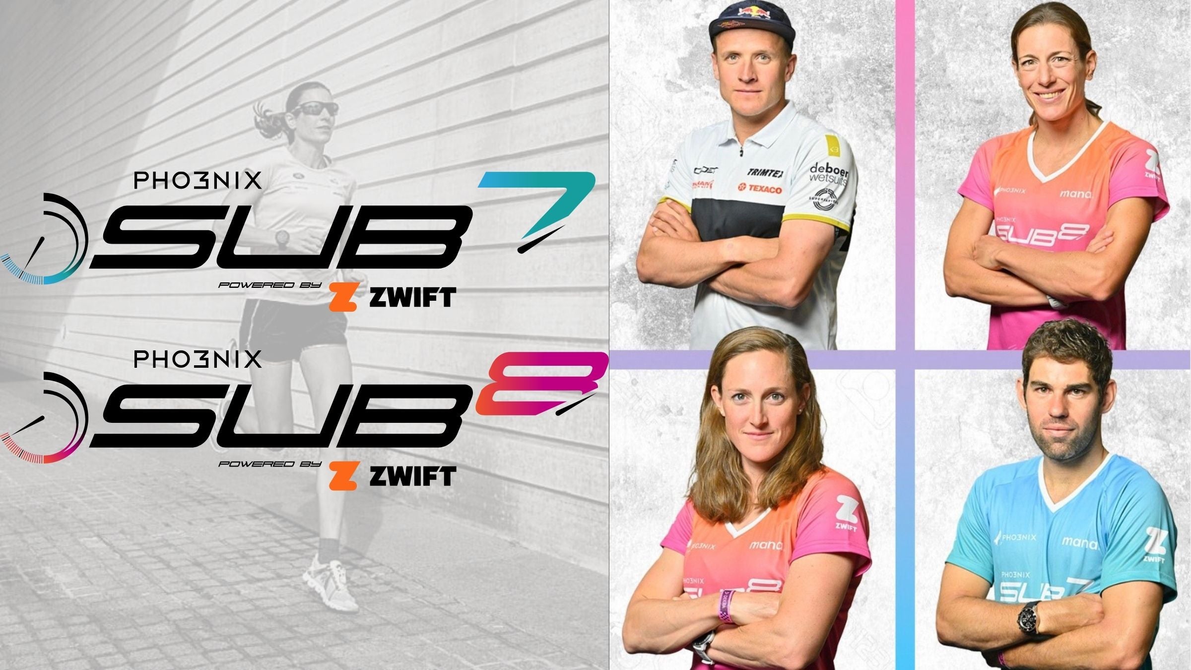 The athletes racing the sub7 sub8 project: Kristian Blummenfelt, Nicola Spirig, Kat Matthews, and Joe Skipper