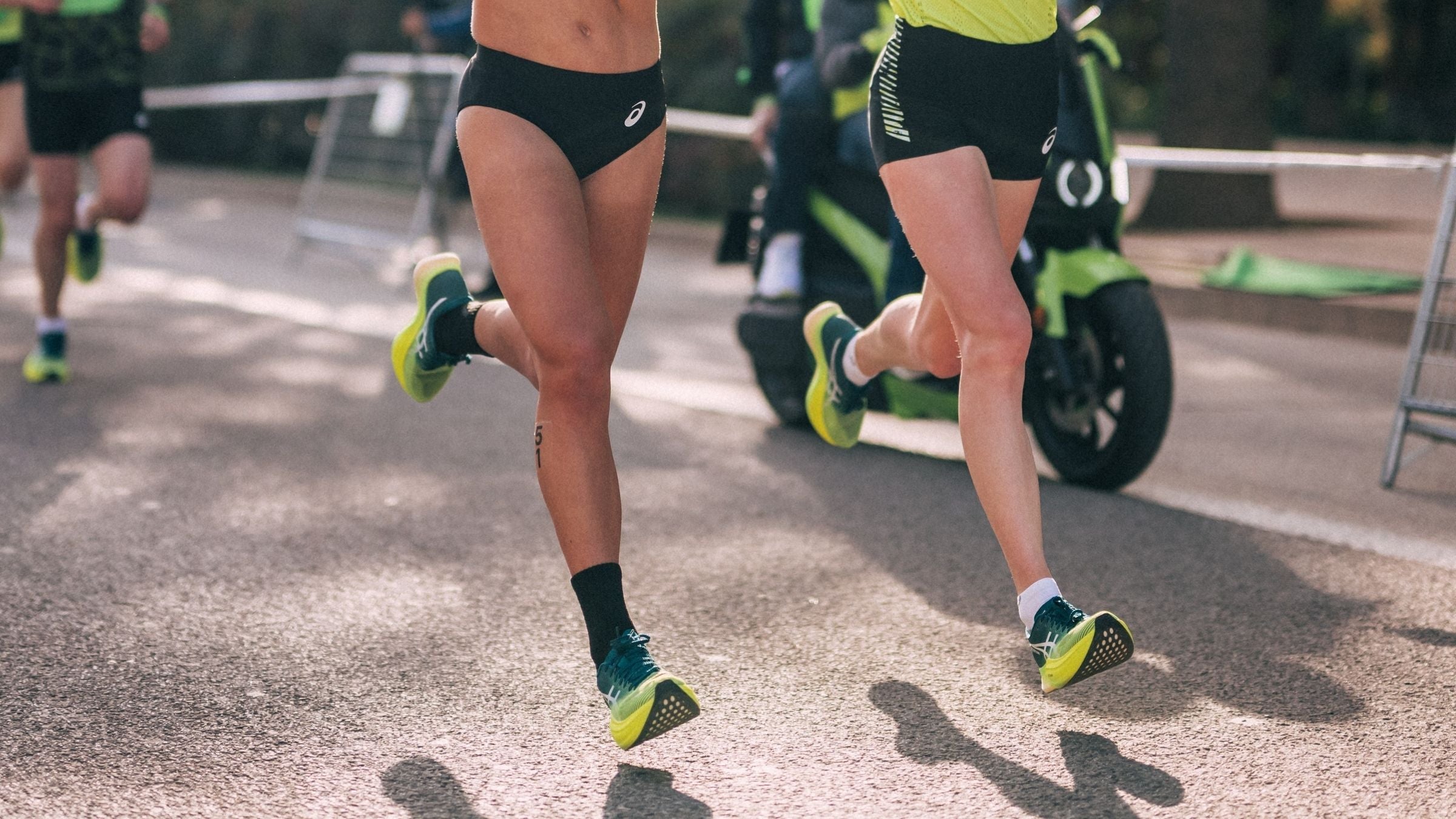 racing shoes during a race