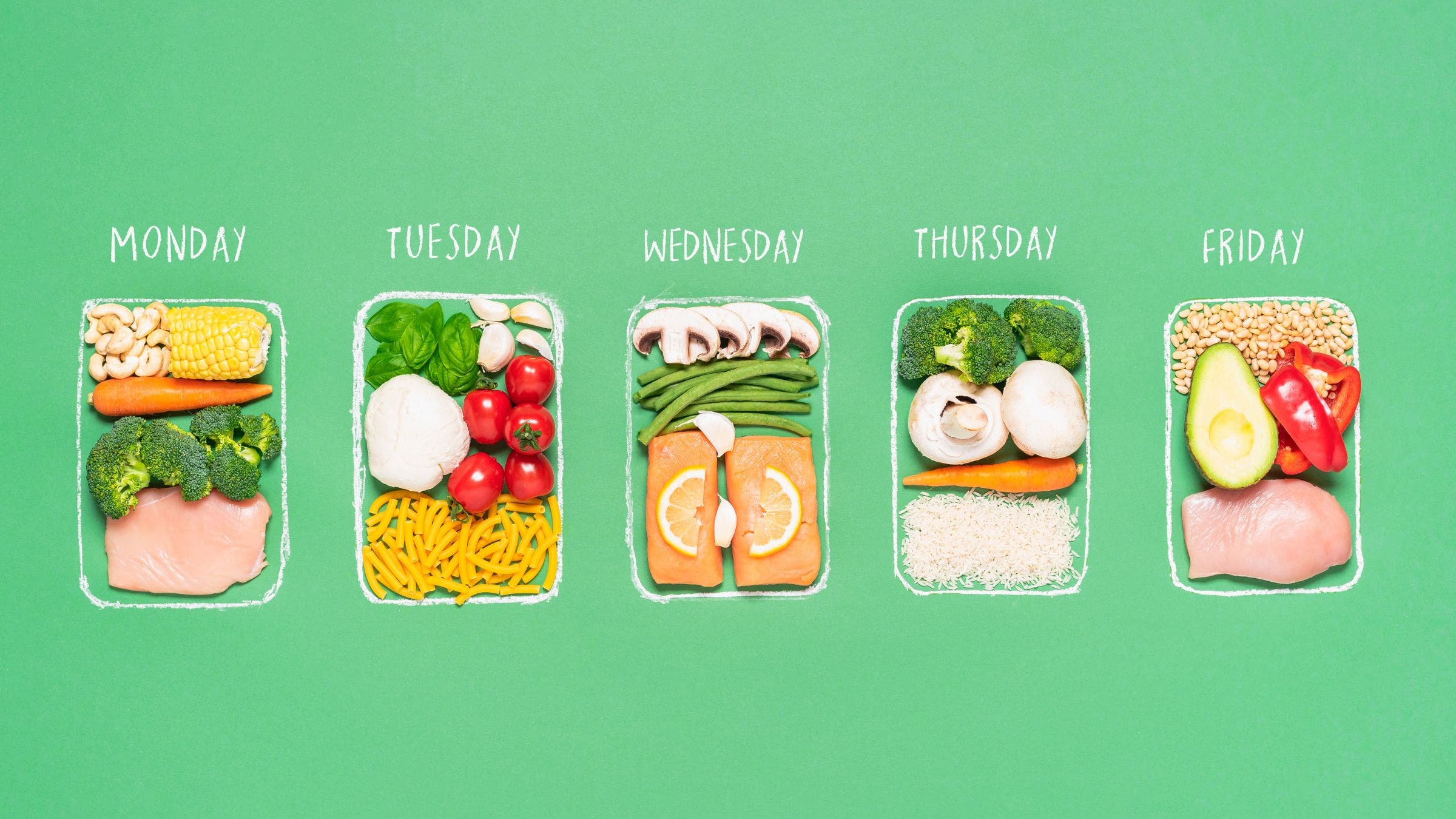 Meal plan for athletes placed on a green background