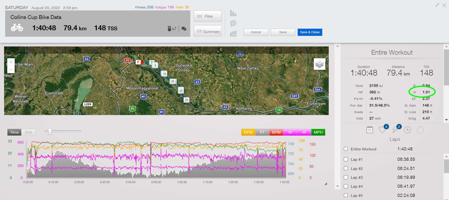 Sam Long bike power data
