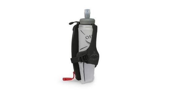 A handheld soft flask for carrying water when running