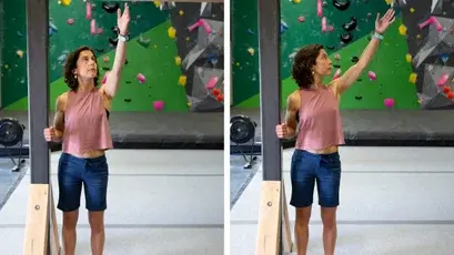 an athlete does a mobility exercise for shoulders