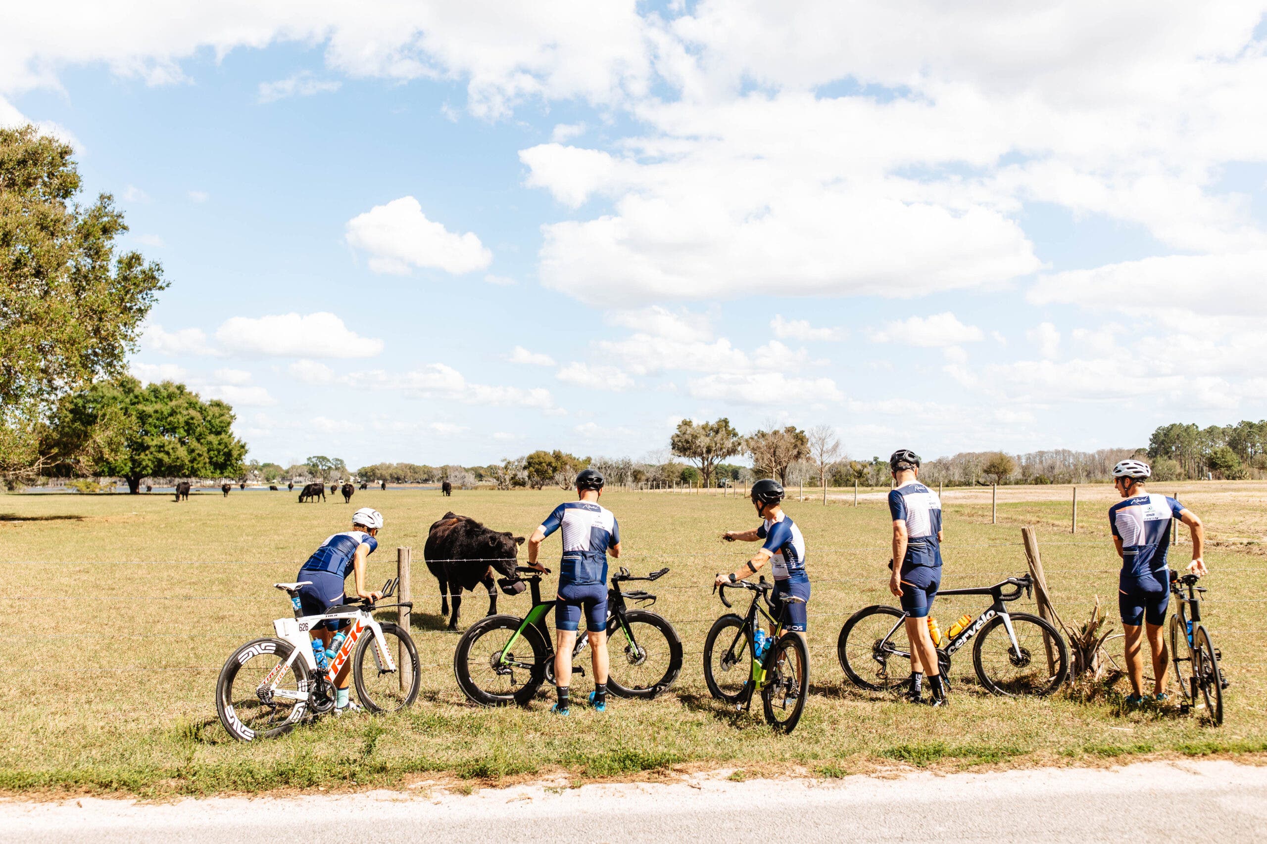 Members of the Octagon Elite Triathlon Team on a bike ride.