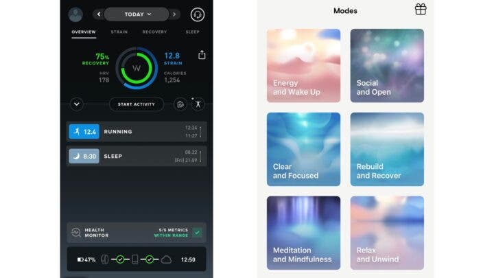 Whoop vs. Apollo Neuro screenshots