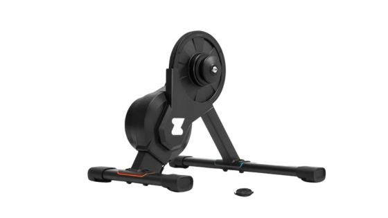 A black Zwift Hub One smart trainer, one of the best indoor bike trainers for triathletes