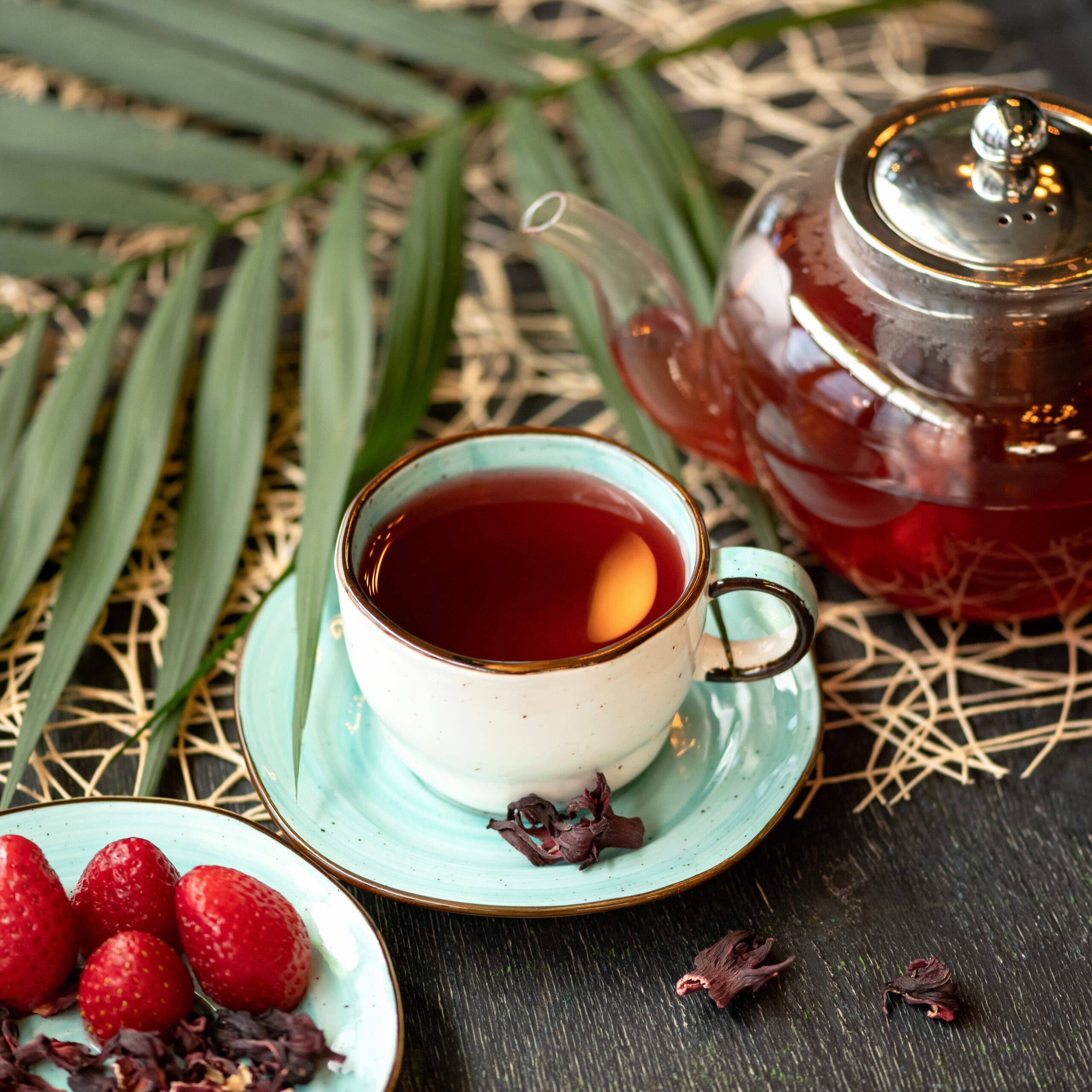 a Warm Cherry Bedtime Drink Recipe is served out of a teapot