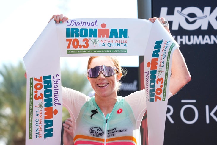 Paula Findlay wins Ironman 70.3 Indian Wells 2022.