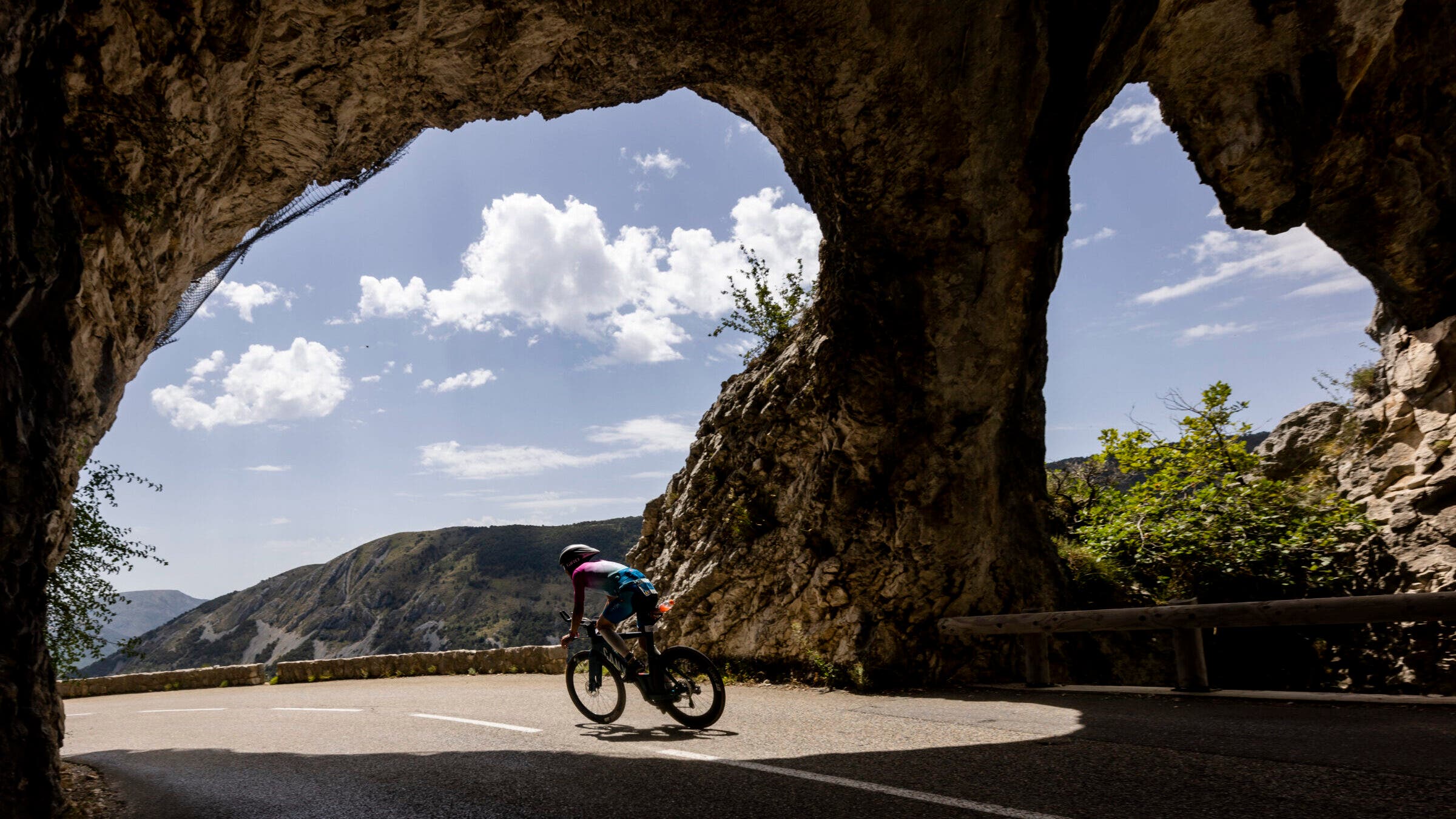 Athletes compete in the bike section during during Ironman France 2022 in Nice, France.