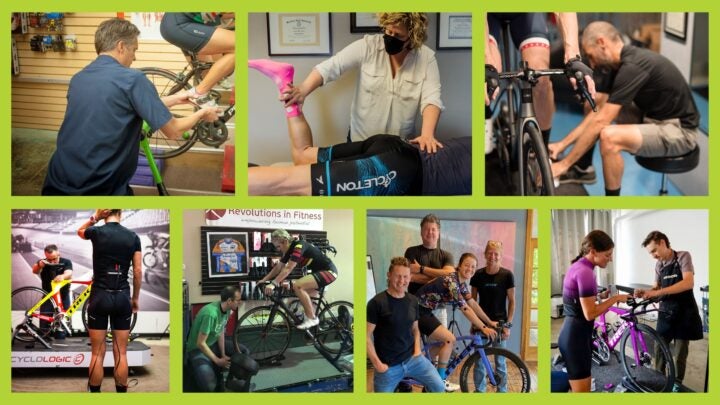 A collage of the best triathlon bike fitters in the USA