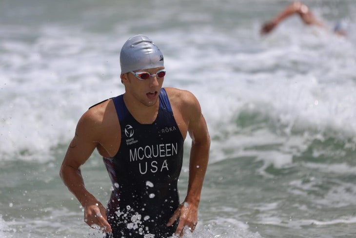 Chase McQueen races a world triathlon event.