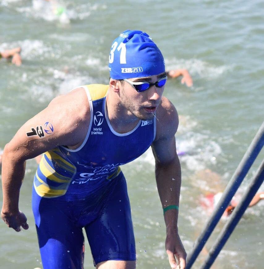 Vitalii Vorontsov Ukraine Triathlete races at a World Triathlon en route to the Olympics