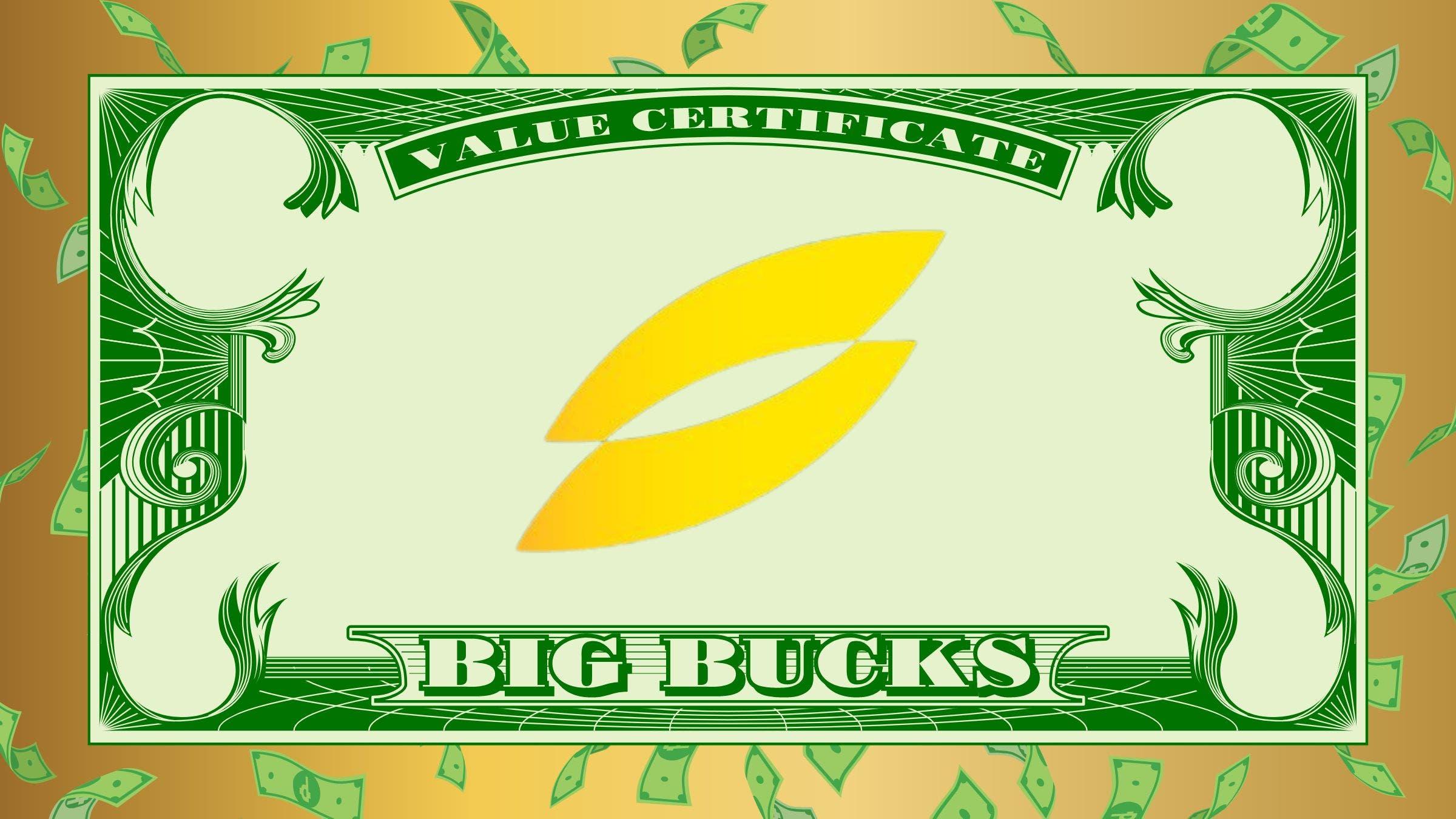 A dollar bill depicting who owns Super League Triathlon