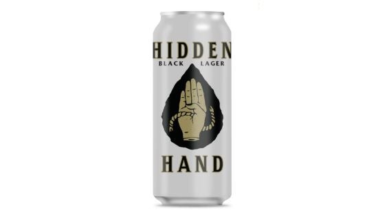 A can of Hidden Hand Black Lager one of the best shower beers after a workout