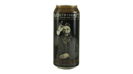 A can of North coast brewing old rasputin, one of the best shower beers after a workout