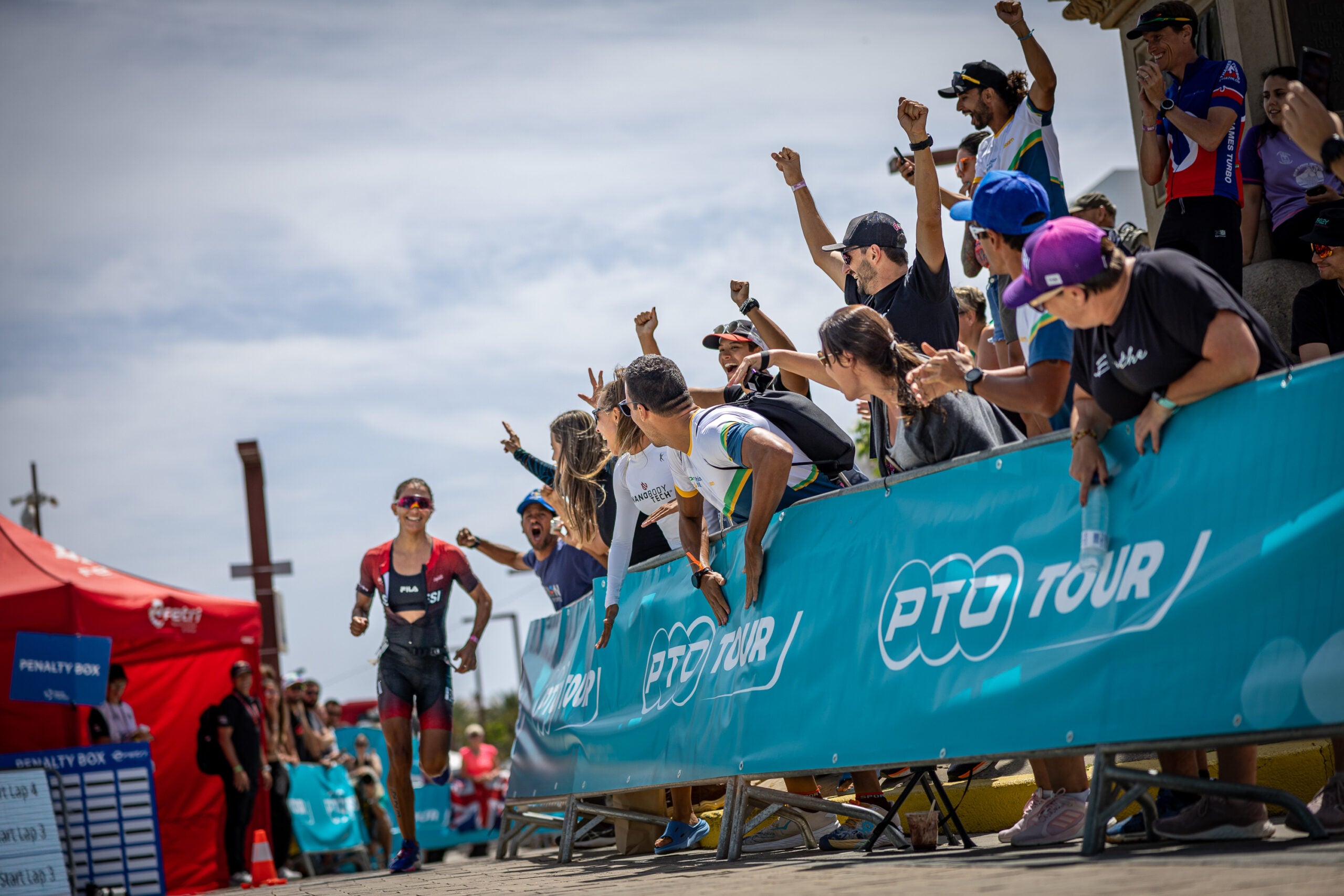 Spectators cheer on the pros at the inaugural PTO European Open in Ibiza, Spain.