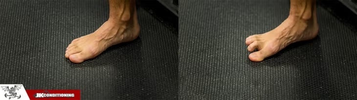 Demonstration of how to do a toe press