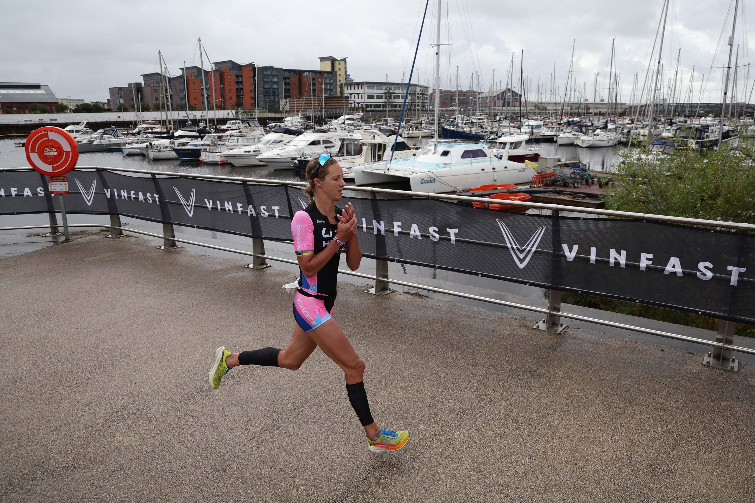 Emma Pallant-Browne en route to the win at Ironman 70.3 Swansea.