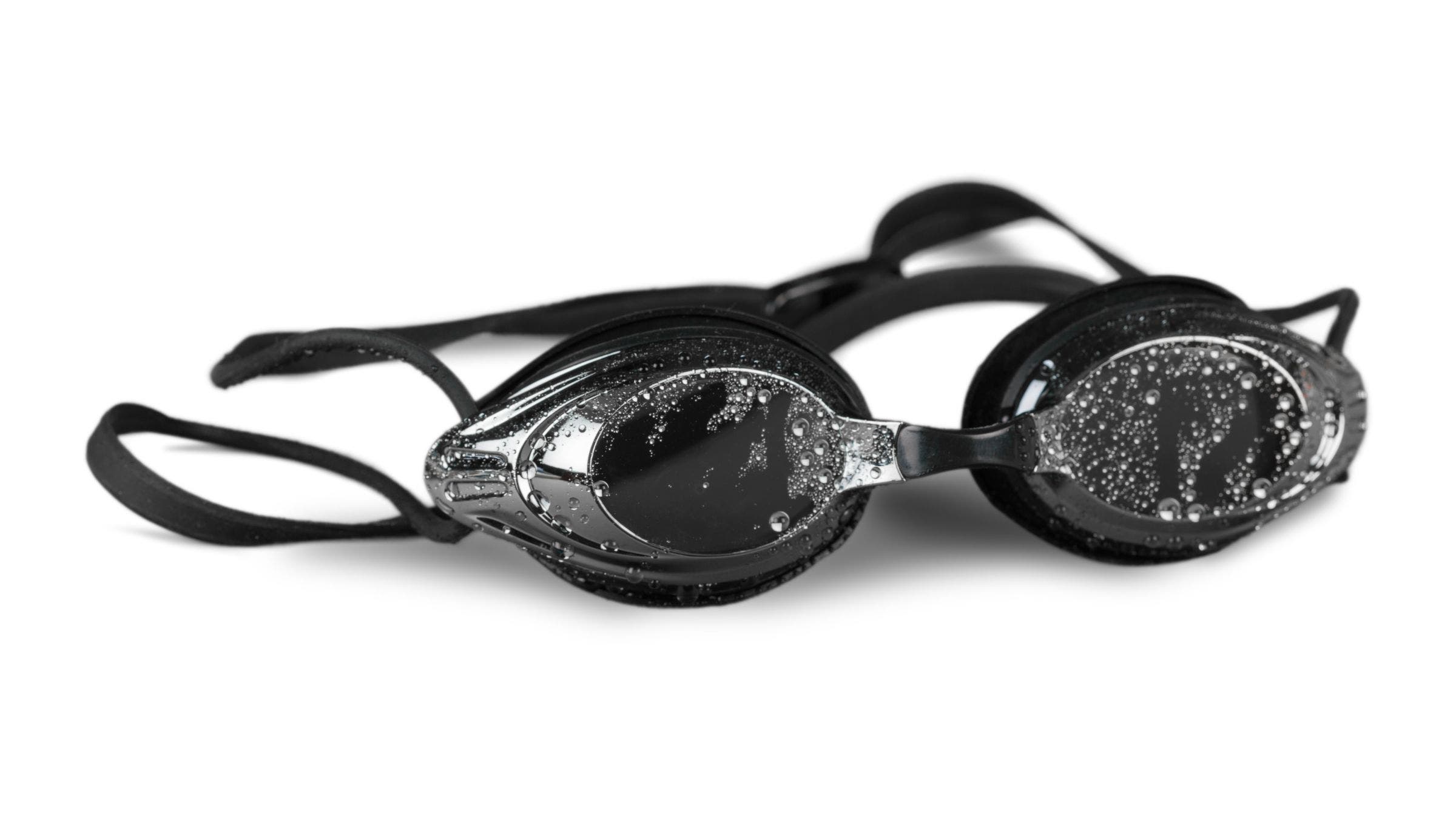 a pair of swim goggles with goggle fog