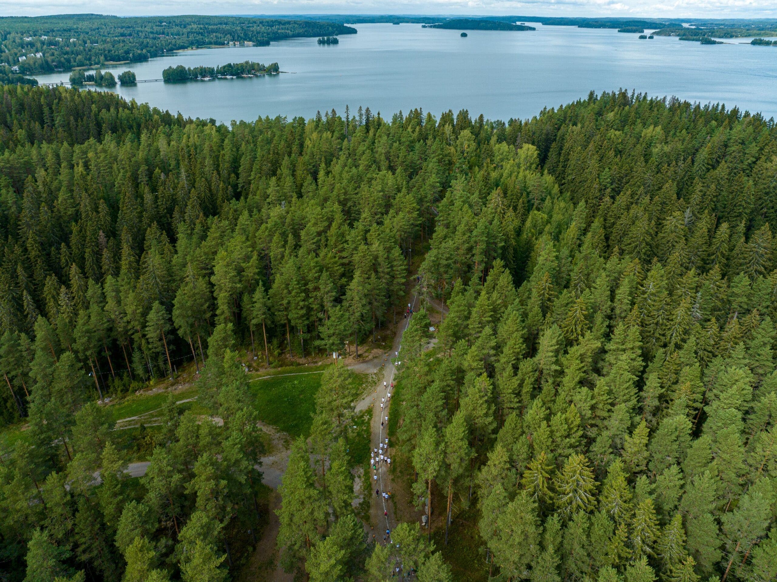 An aerial view of Lahti, Finland, host of the 2023 Ironman 70.3 World Championship race.