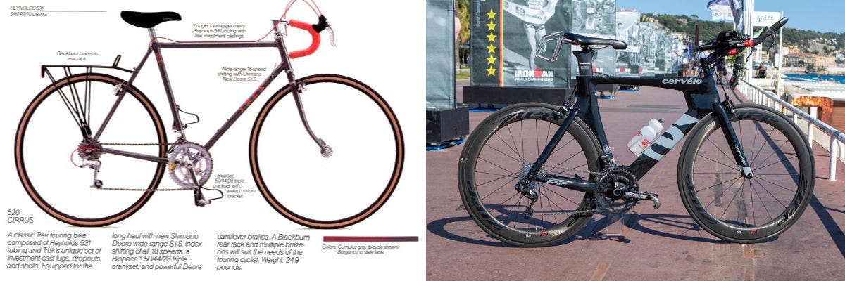 Gordon Haller Triathlon Bikes Then and Now
