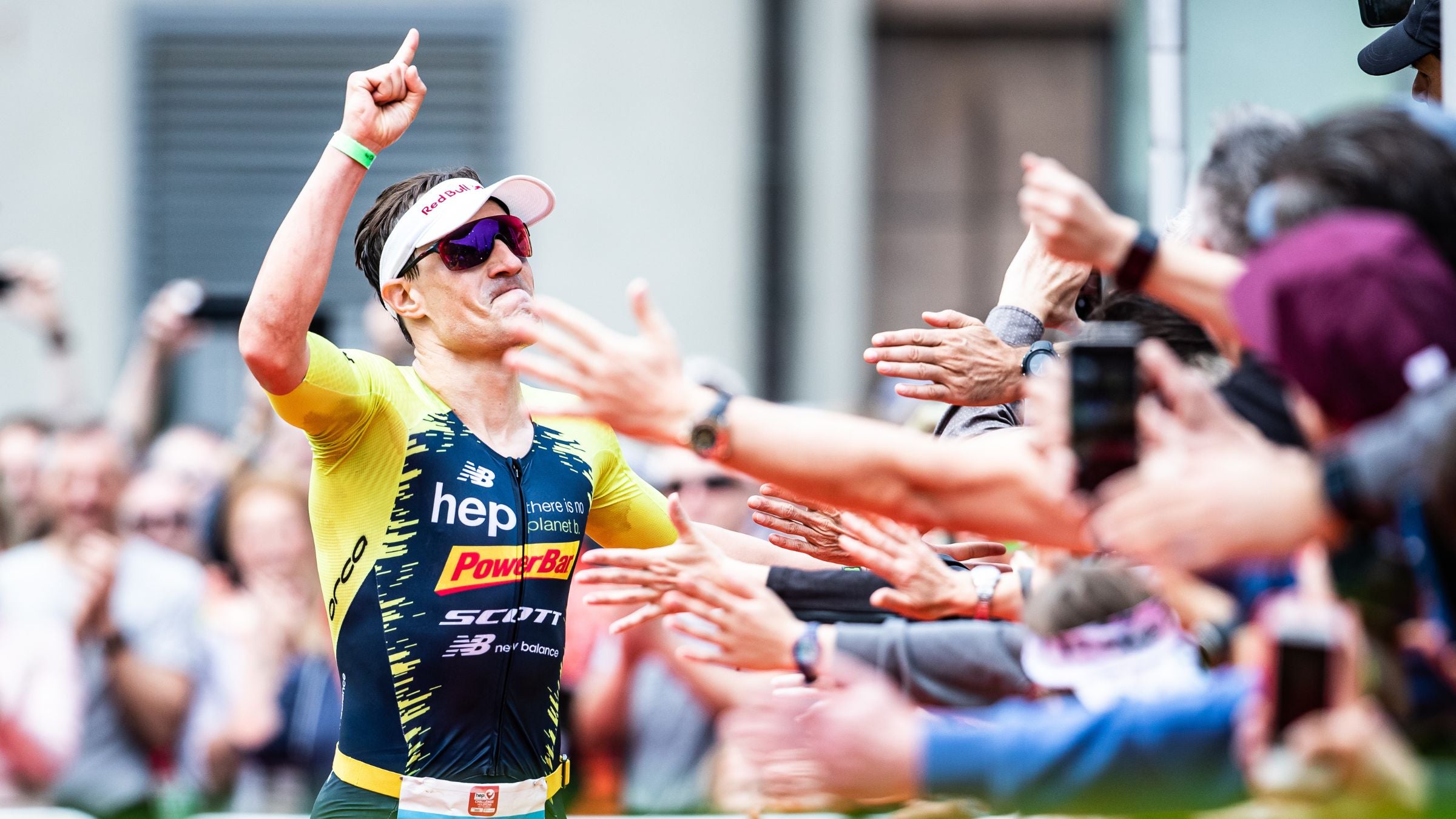 Sebastian Kienle of Germany celebrates after winning the hep Challenge Heilbronn powered by Audi on May 19, 2019 in Heilbronn, Germany.