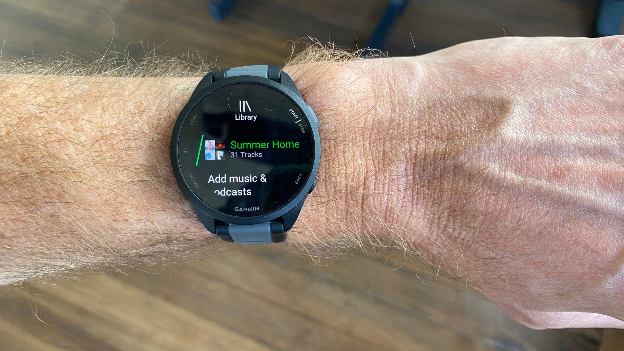 The Garmin Forerunner 165 Music runs $300 and plays .mp3s to connected Bluetooth headphones as well as onboard downloads from Spotify, Amazon Music, and Deezer.