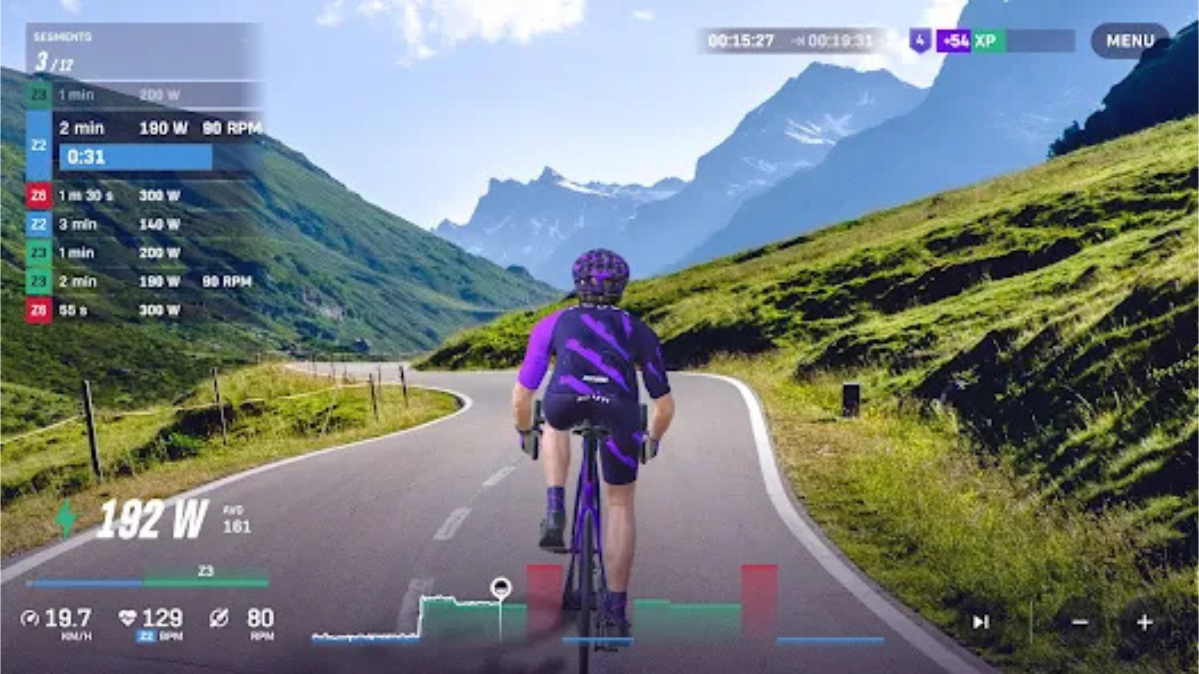 Screenshot of Rouvy app