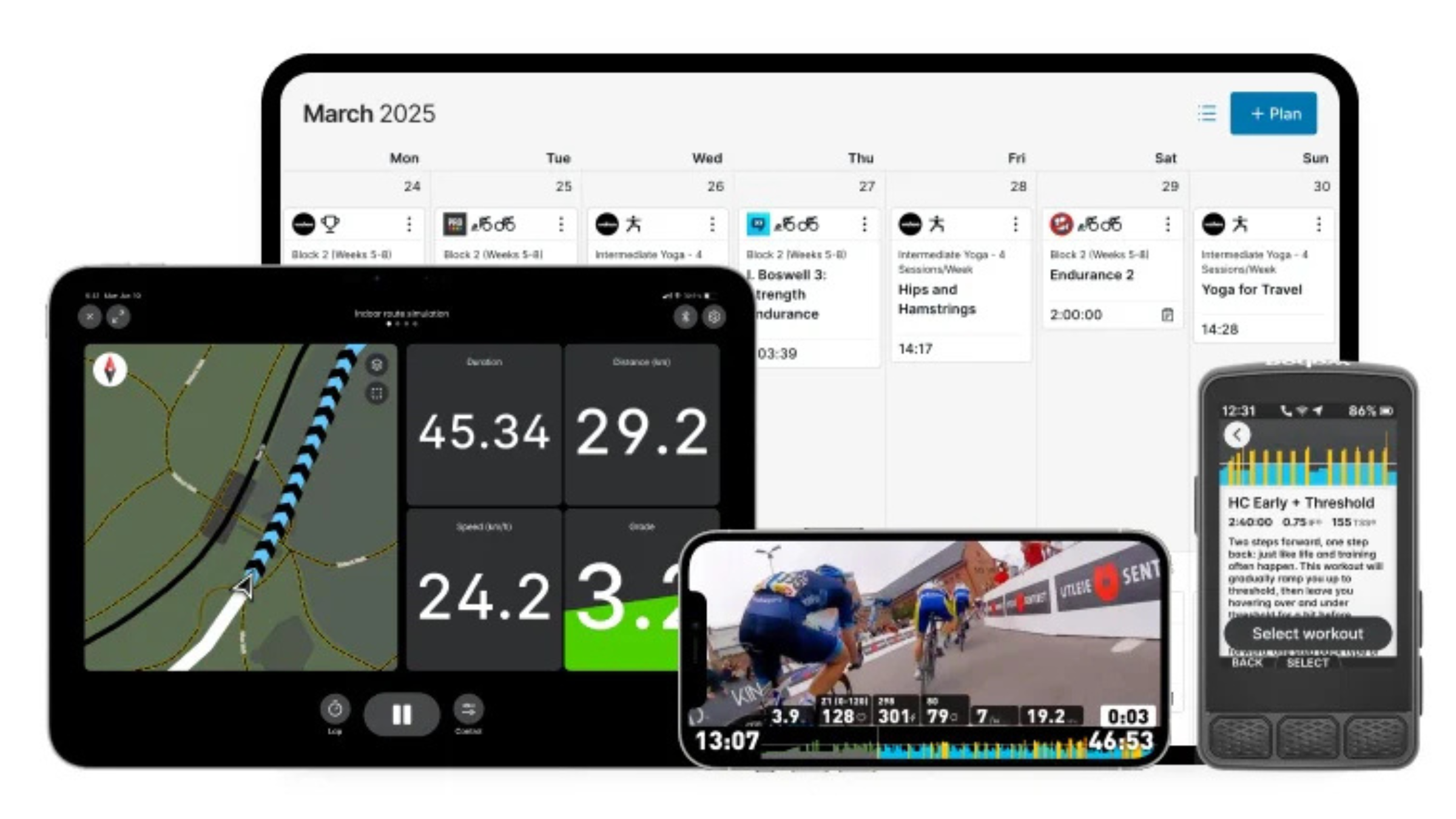 Typical screens of the Wahoo app