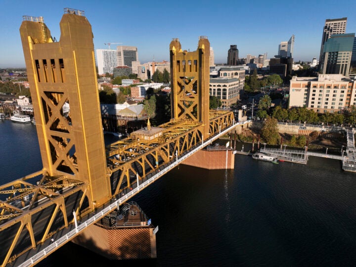 Highlights of the Ironman California run course include a jaunt across Sacramento's Tower Bridge.