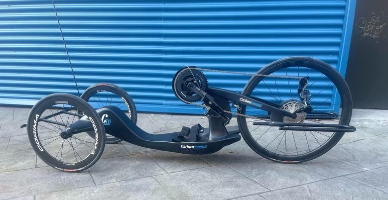 Kendal Gretsch's handcycle for the 2024 Paris Paralympic Games triathlon.