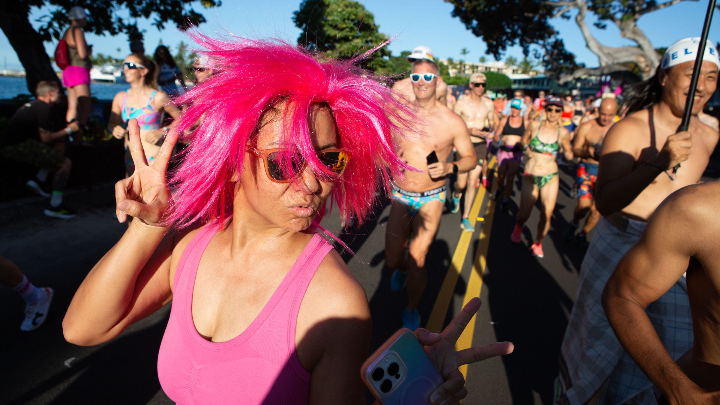 Peace, love, and undies offer a welcomed distraction two days before competing in the Ironman World Championship.