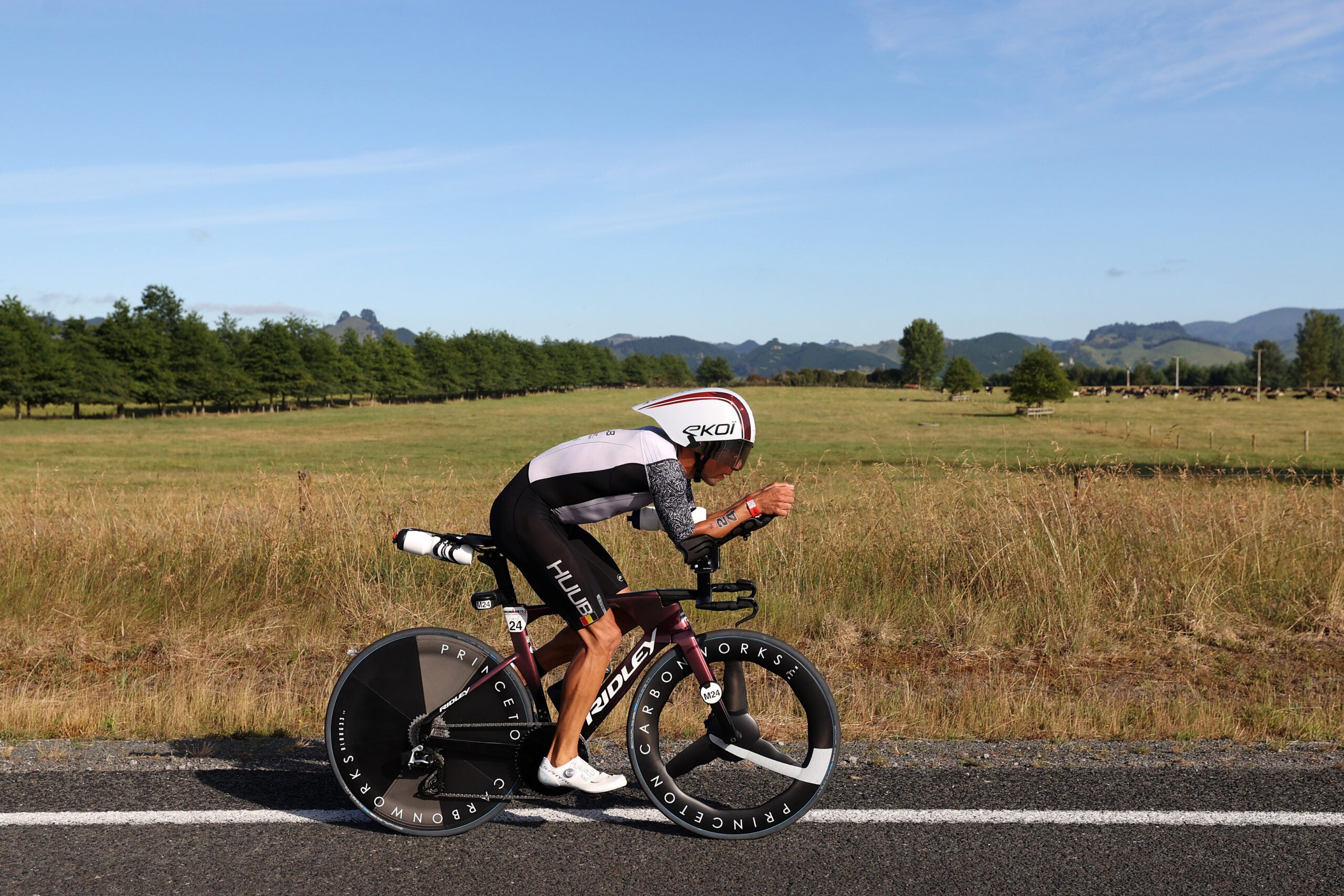 Jelle Geens rides a Ridley Dean Fast Disc bike en route to a win at the Ironman 70.3 World Championship.