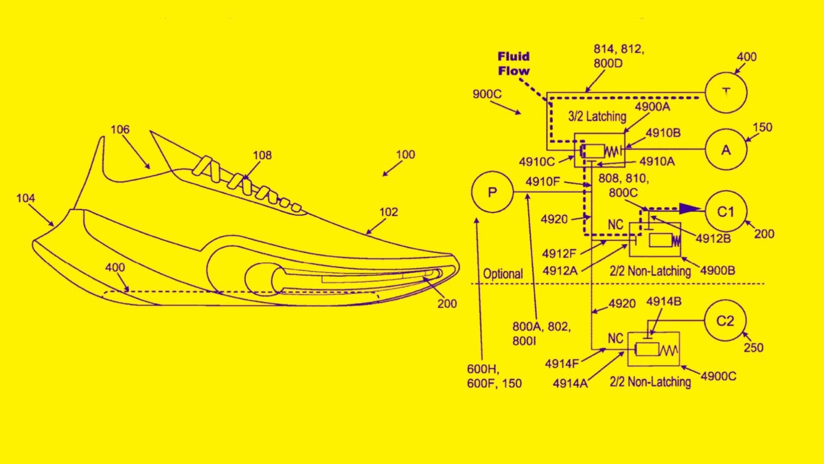 Nike Applies for Electronic Fluid Support Control Shoe Patent
