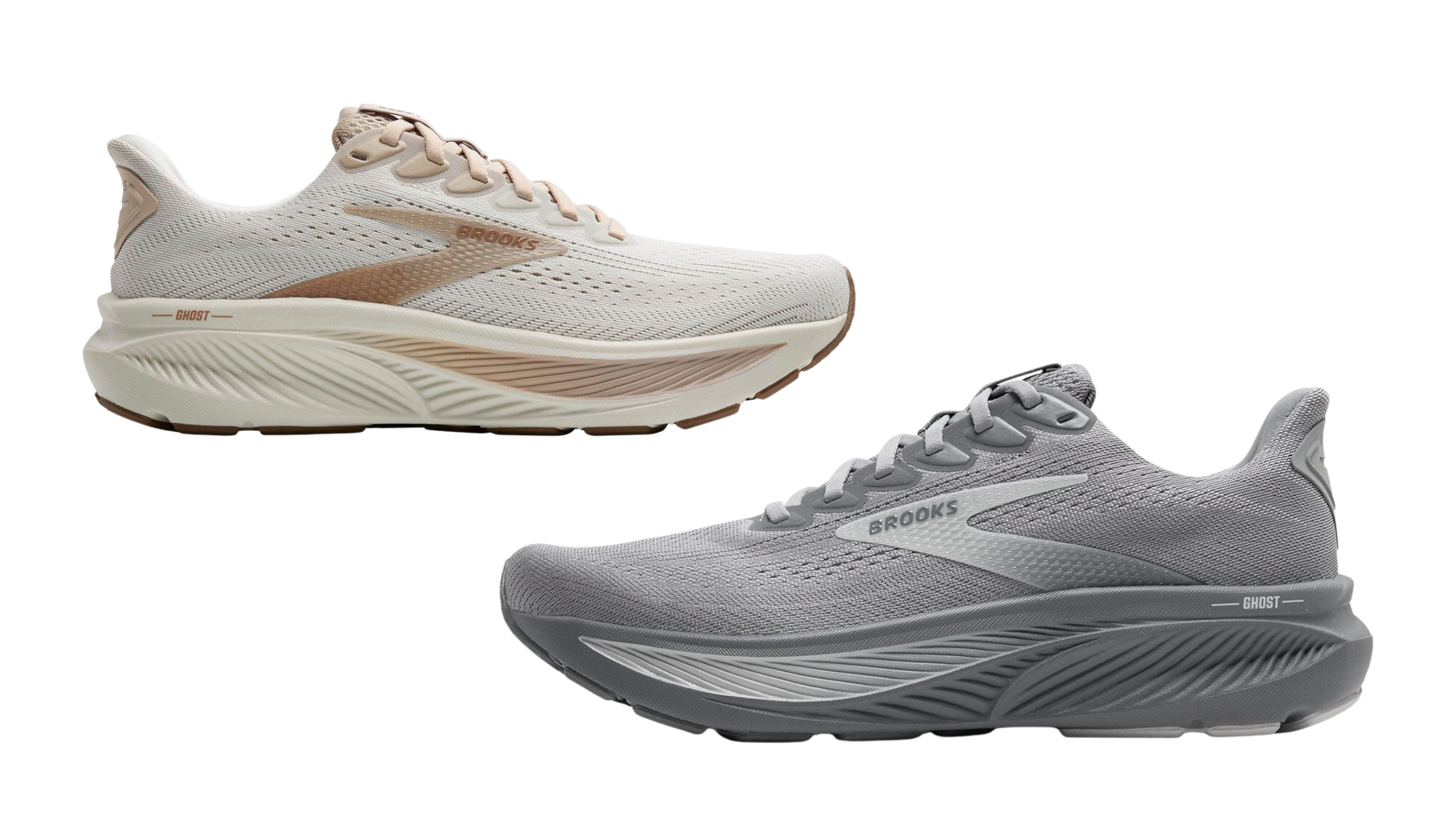 Men's and women's versions of the Brooks Ghost 17 on a white background, Memorial Day offers