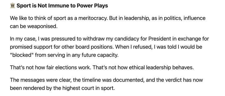 In a LinkedIn Post, former World Triathlon board member Michelle Cooper outlined her decision to file a formal complaint about election misconduct in international triathlon.