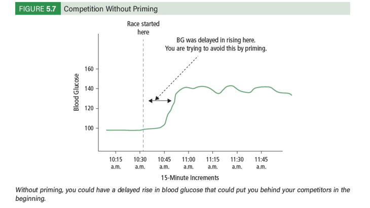 chart titled Figure 5.7: Competition without Priming, showing a possible delayed rise in blood glucose