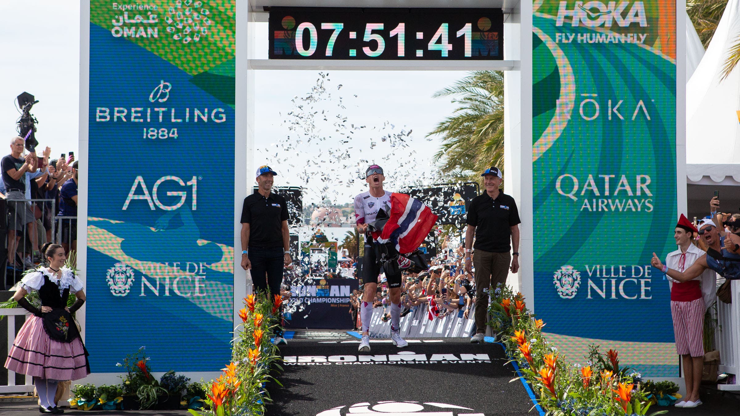 Norway's Casper Stornes wins the 2025 Ironman World Championship in Nice, France, on September 14.