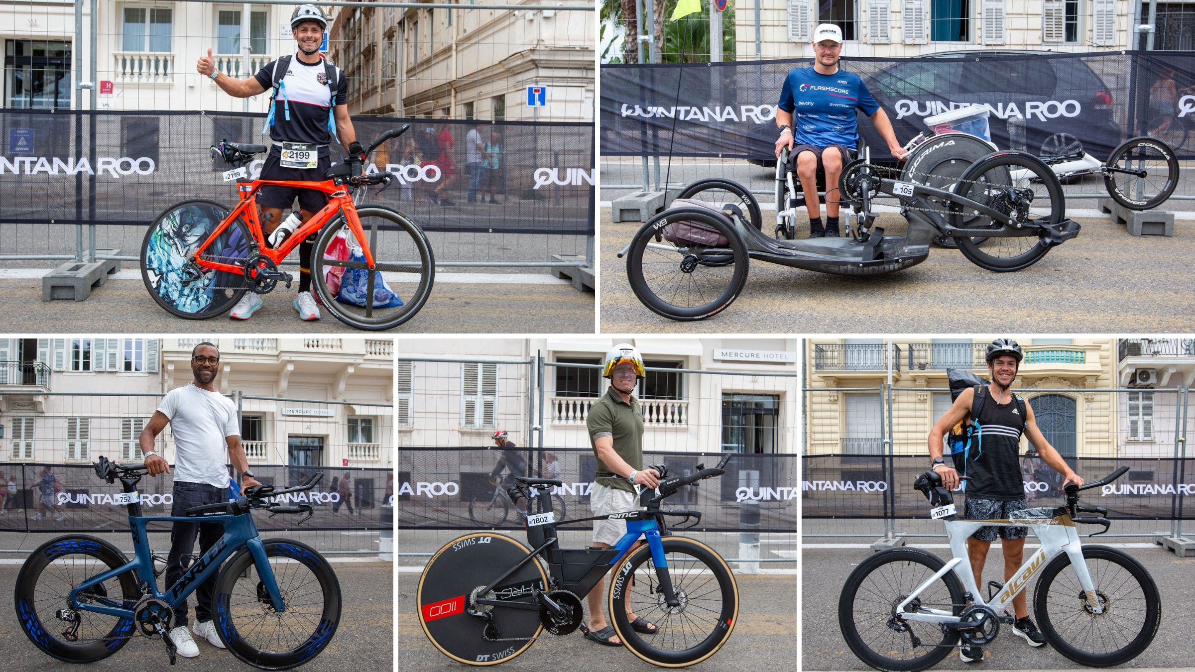 Triathlon bikes at the men's 2025 Ironman World Championship in Nice, France.