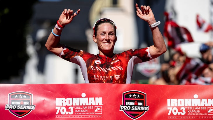 Kat Matthews won Ironman 70.3 Zell am See, putting her 862 points ahead in the Ironman Pro Series.