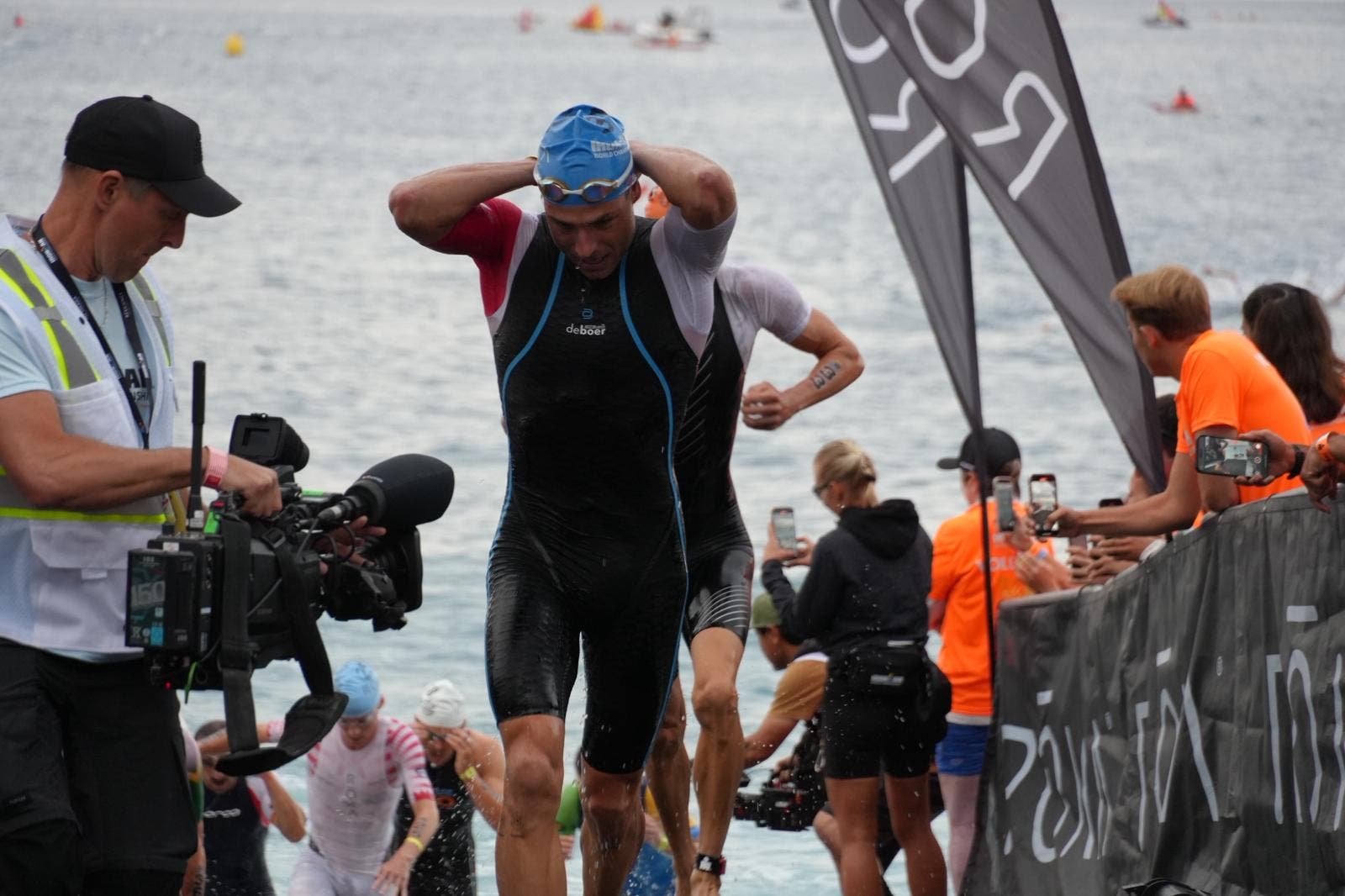 Andrea Salvisberg (SUI) has set a new course record of 45:11 at the men's 2025 Ironman World Championship