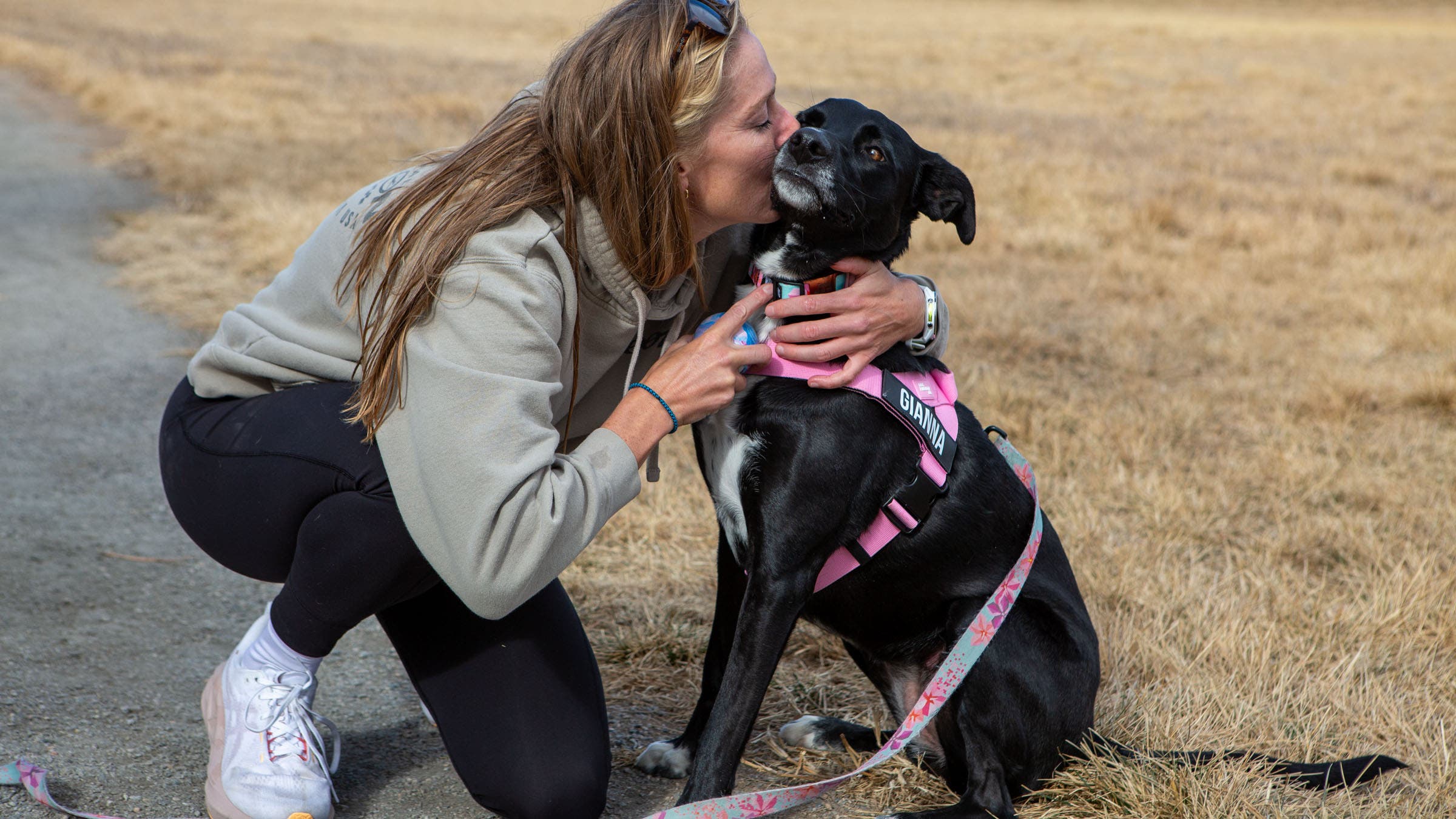 Lisa Basharas says her dog, Gianna, is the best at welcoming her home after training or after a hard day.