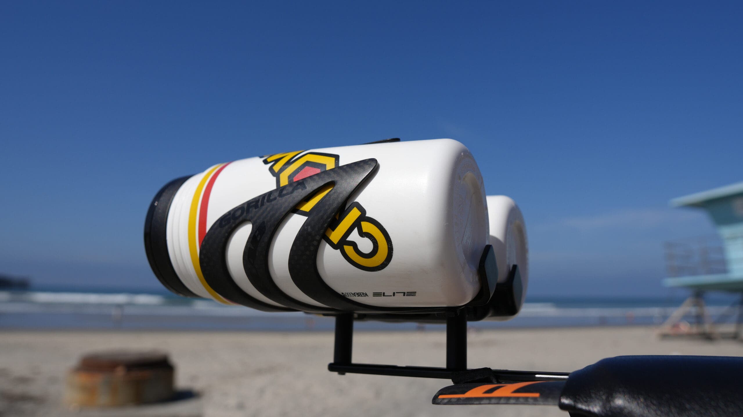 Here we see a closer look at Sanchez's custom hydration system behind the saddle.