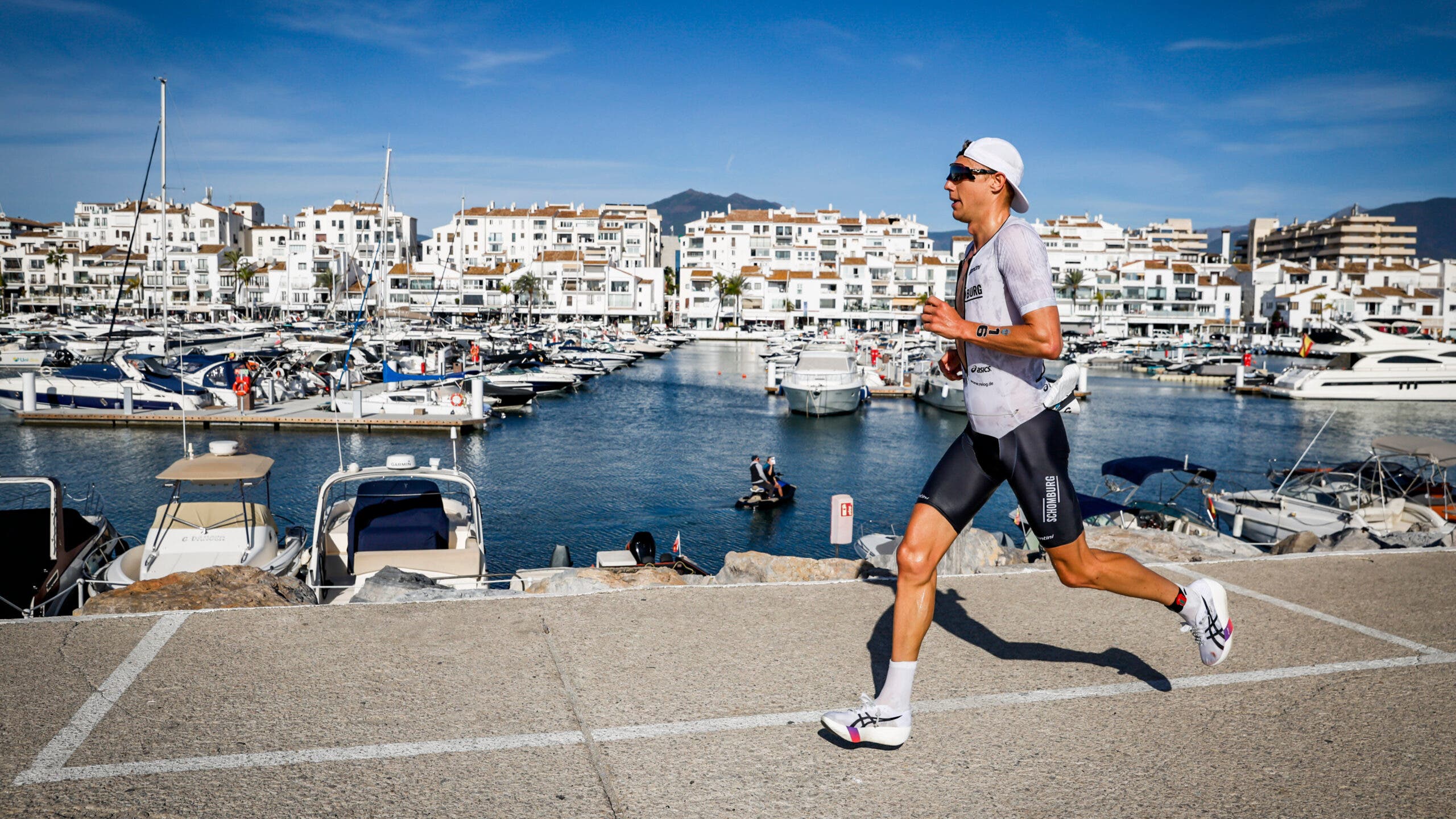 Jonas Schomburg is a strong swimmer and attacks the bike and early part of the run. The strategy might put him on the podium in Oceanside.